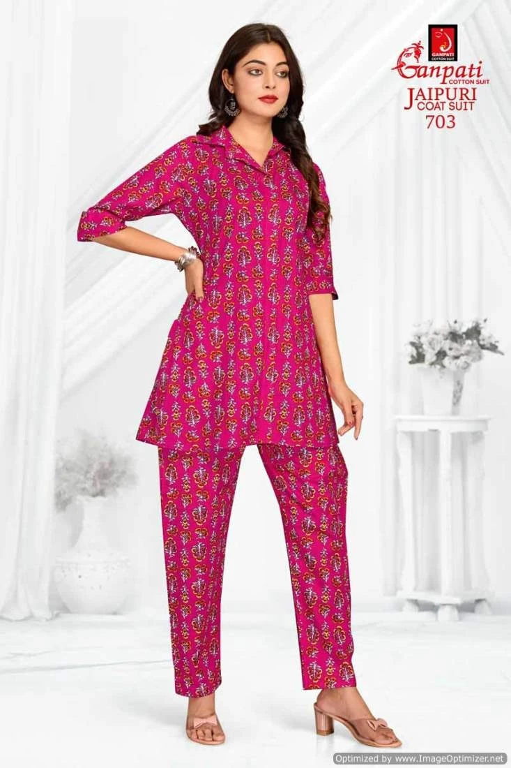 Ganpati Jaipuri Vol 7 Cotton Wholesale Kurti with Pant Catalog — Wholesale Kurtis, Ganpati wholesale from Surat - Gallery Image 7